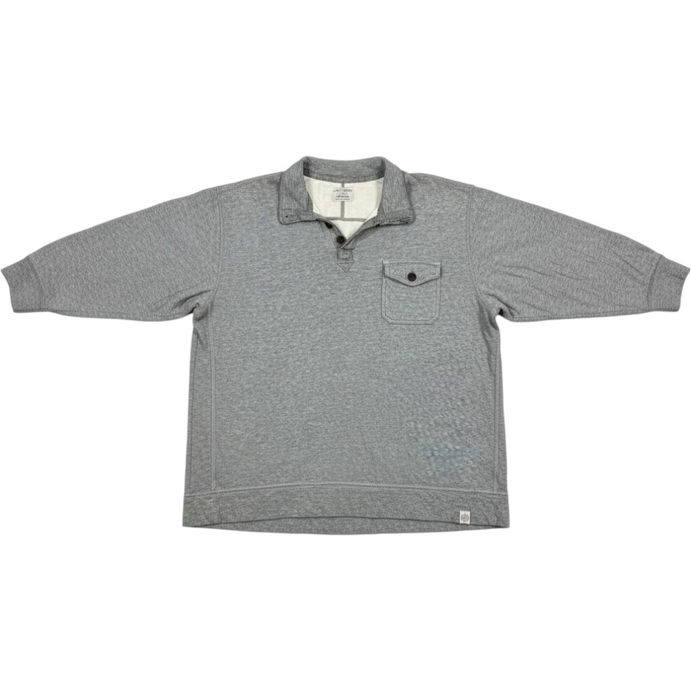 Lucky‎ Brand Mens Gray Long Sleeve Polo Sweatshirt Medium Collared Pullover